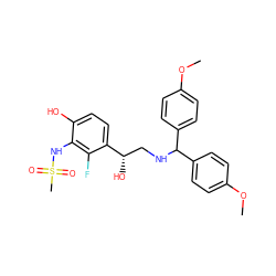COc1ccc(C(NC[C@H](O)c2ccc(O)c(NS(C)(=O)=O)c2F)c2ccc(OC)cc2)cc1 ZINC000028957992