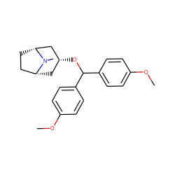 COc1ccc(C(O[C@@H]2C[C@@H]3CC[C@H](C2)N3C)c2ccc(OC)cc2)cc1 ZINC000100834160