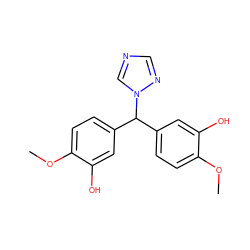 COc1ccc(C(c2ccc(OC)c(O)c2)n2cncn2)cc1O ZINC000040412464