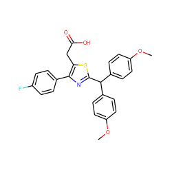 COc1ccc(C(c2ccc(OC)cc2)c2nc(-c3ccc(F)cc3)c(CC(=O)O)s2)cc1 ZINC000035998635