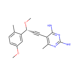 COc1ccc(C)c([C@@H](C#Cc2c(C)nc(N)nc2N)OC)c1 ZINC000045300732