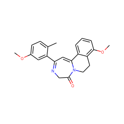 COc1ccc(C)c(C2=NCC(=O)N3CCc4c(OC)cccc4C3=C2)c1 ZINC000149274033