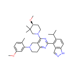 COc1ccc(C)c(N2CCc3nc(-c4c(C(C)C)ccc5[nH]ncc45)nc(N4CC[C@H](OC)C(C)(C)C4)c3C2)c1 ZINC000149147778