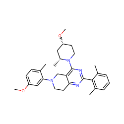 COc1ccc(C)c(N2CCc3nc(-c4c(C)cccc4C)nc(N4CC[C@@H](OC)C[C@H]4C)c3C2)c1 ZINC000146409378