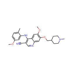 COc1ccc(C)c(Nc2c(C#N)cnc3cc(OCC4CCN(C)CC4)c(OC)cc23)c1 ZINC000013559851