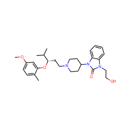 COc1ccc(C)c(O[C@@H](CCN2CCC(n3c(=O)n(CCO)c4ccccc43)CC2)C(C)C)c1 ZINC000028874835