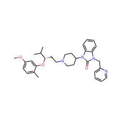 COc1ccc(C)c(O[C@@H](CCN2CCC(n3c(=O)n(Cc4ccccn4)c4ccccc43)CC2)C(C)C)c1 ZINC000029062389