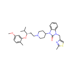 COc1ccc(C)c(O[C@@H](CCN2CCC(n3c(=O)n(Cc4csc(C)n4)c4ccccc43)CC2)C(C)C)c1 ZINC000029062377