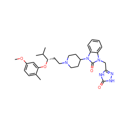 COc1ccc(C)c(O[C@@H](CCN2CCC(n3c(=O)n(Cc4n[nH]c(=O)[nH]4)c4ccccc43)CC2)C(C)C)c1 ZINC000029062353