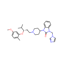 COc1ccc(C)c(O[C@@H](CCN2CCC(n3c(=O)n(Cn4ccnc4)c4ccccc43)CC2)C(C)C)c1 ZINC000029063736