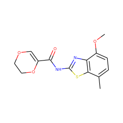 COc1ccc(C)c2sc(NC(=O)C3=COCCO3)nc12 ZINC000004107090