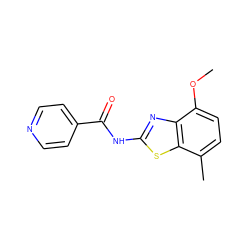 COc1ccc(C)c2sc(NC(=O)c3ccncc3)nc12 ZINC000084688698