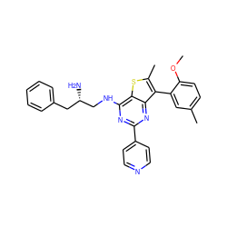 COc1ccc(C)cc1-c1c(C)sc2c(NC[C@@H](N)Cc3ccccc3)nc(-c3ccncc3)nc12 ZINC000223683658