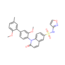 COc1ccc(C)cc1-c1ccc(-n2c(=O)ccc3cc(S(=O)(=O)Nc4ccon4)ccc32)c(OC)c1 ZINC001772628273