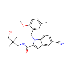 COc1ccc(C)cc1Cn1c(C(=O)NCC(C)(C)CO)cc2cc(C#N)ccc21 ZINC000071330987