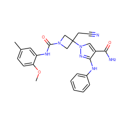 COc1ccc(C)cc1NC(=O)N1CC(CC#N)(n2cc(C(N)=O)c(Nc3ccccc3)n2)C1 ZINC000222088164