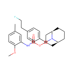 COc1ccc(C)cc1NC(=O)OC1C[C@@H]2CCC[C@H](C1)N2Cc1ccc(CCF)cc1 ZINC000040933328