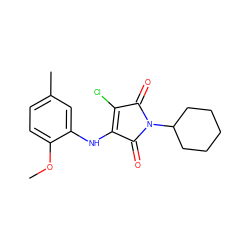 COc1ccc(C)cc1NC1=C(Cl)C(=O)N(C2CCCCC2)C1=O ZINC000000144921