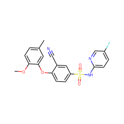 COc1ccc(C)cc1Oc1ccc(S(=O)(=O)Nc2ccc(F)cn2)cc1C#N ZINC000473200841