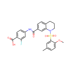 COc1ccc(C)cc1S(=O)(=O)N1CCCc2ccc(C(=O)Nc3ccc(C(=O)O)c(F)c3)cc21 ZINC000034948281