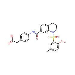 COc1ccc(C)cc1S(=O)(=O)N1CCCc2ccc(C(=O)Nc3ccc(CC(=O)O)cc3)cc21 ZINC000043196321