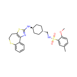 COc1ccc(C)cc1S(=O)(=O)NC[C@H]1CC[C@H](Nc2nc3c(s2)CCSc2ccccc2-3)CC1 ZINC000253803449