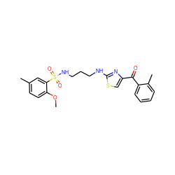 COc1ccc(C)cc1S(=O)(=O)NCCCNc1nc(C(=O)c2ccccc2C)cs1 ZINC000003817500