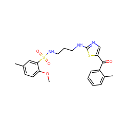 COc1ccc(C)cc1S(=O)(=O)NCCCNc1ncc(C(=O)c2ccccc2C)s1 ZINC000028460895