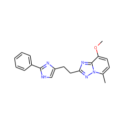 COc1ccc(C)n2nc(CCc3c[nH]c(-c4ccccc4)n3)nc12 ZINC000117871446