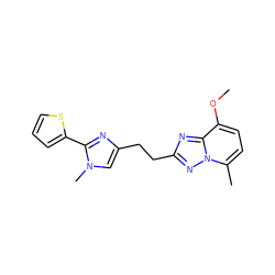 COc1ccc(C)n2nc(CCc3cn(C)c(-c4cccs4)n3)nc12 ZINC000117874801