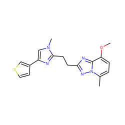 COc1ccc(C)n2nc(CCc3nc(-c4ccsc4)cn3C)nc12 ZINC000117861644