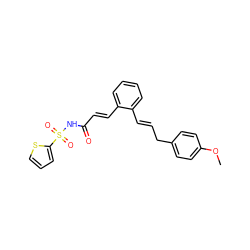 COc1ccc(C/C=C/c2ccccc2/C=C/C(=O)NS(=O)(=O)c2cccs2)cc1 ZINC000036349277