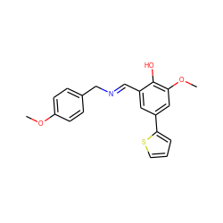 COc1ccc(C/N=C/c2cc(-c3cccs3)cc(OC)c2O)cc1 ZINC000116439210