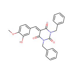 COc1ccc(C=C2C(=O)N(Cc3ccccc3)C(=O)N(Cc3ccccc3)C2=O)cc1O ZINC000299859049