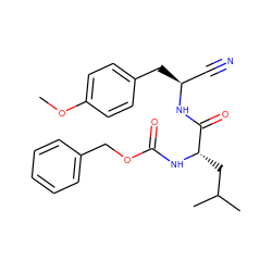 COc1ccc(C[C@@H](C#N)NC(=O)[C@H](CC(C)C)NC(=O)OCc2ccccc2)cc1 ZINC000014972149