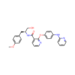 COc1ccc(C[C@@H](CO)NC(=O)c2cccnc2Oc2ccc(Nc3ccccn3)cc2)cc1 ZINC000150273068