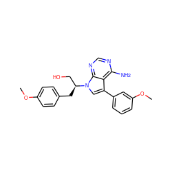 COc1ccc(C[C@@H](CO)n2cc(-c3cccc(OC)c3)c3c(N)ncnc32)cc1 ZINC000027981521