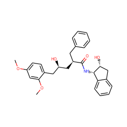 COc1ccc(C[C@@H](O)C[C@@H](Cc2ccccc2)C(=O)N[C@H]2c3ccccc3C[C@H]2O)c(OC)c1 ZINC000029567741