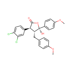 COc1ccc(C[C@@H]2[C@@H](c3ccc(Cl)c(Cl)c3)C(=O)O[C@@]2(O)c2ccc(OC)cc2)cc1 ZINC000026166106