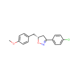 COc1ccc(C[C@@H]2CC(c3ccc(Cl)cc3)=NO2)cc1 ZINC000095584209