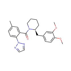 COc1ccc(C[C@@H]2CCCCN2C(=O)c2cc(C)ccc2-n2nccn2)cc1OC ZINC000653780749