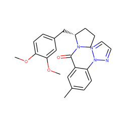 COc1ccc(C[C@@H]2CCCN2C(=O)c2cc(C)ccc2-n2nccn2)cc1OC ZINC000653795658