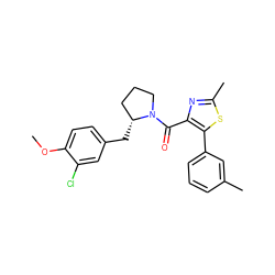 COc1ccc(C[C@@H]2CCCN2C(=O)c2nc(C)sc2-c2cccc(C)c2)cc1Cl ZINC000653787717