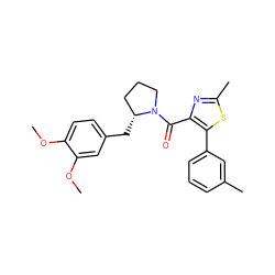 COc1ccc(C[C@@H]2CCCN2C(=O)c2nc(C)sc2-c2cccc(C)c2)cc1OC ZINC000653780734