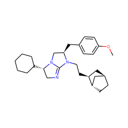 COc1ccc(C[C@@H]2CN3C(=NC[C@@H]3C3CCCCC3)N2CC[C@H]2C[C@H]3CC[C@H]2C3)cc1 ZINC000253791753