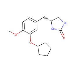 COc1ccc(C[C@@H]2CNC(=O)N2)cc1OC1CCCC1 ZINC000013744680