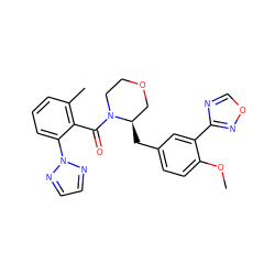 COc1ccc(C[C@@H]2COCCN2C(=O)c2c(C)cccc2-n2nccn2)cc1-c1ncon1 ZINC000205630974