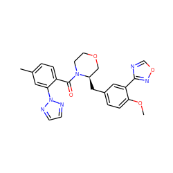 COc1ccc(C[C@@H]2COCCN2C(=O)c2ccc(C)cc2-n2nccn2)cc1-c1ncon1 ZINC000205630999