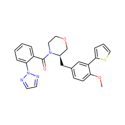 COc1ccc(C[C@@H]2COCCN2C(=O)c2ccccc2-n2nccn2)cc1-c1cccs1 ZINC000205645922