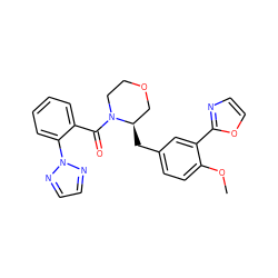 COc1ccc(C[C@@H]2COCCN2C(=O)c2ccccc2-n2nccn2)cc1-c1ncco1 ZINC000205643392